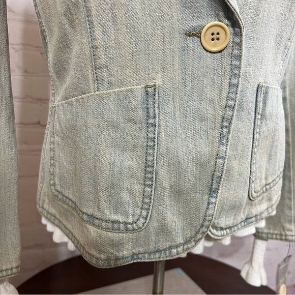 DKNY womens denim fitted blazer jacket dirty wash vintage 90s Y2K in size 6 NWT - Picture 6 of 16